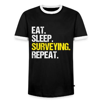 Vermessungstechniker Vermesser Land Surveyor - Men's Ringer Shirt - black/white - Front - AI Model Female 172 light (172cm) & AI Model Male 178 light (178cm)