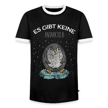 Pinguin Pinguine Klimawandel Globale Erwärmung - Männer Kontrast-T-Shirt - Schwarz/Weiß - Vorne - AI Model Female 172 light (172cm) & AI Model Male 178 light (178cm)
