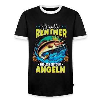 Angeln Angler Rentner - Männer Kontrast-T-Shirt - Schwarz/Weiß - Vorne - AI Model Female 172 light (172cm) & AI Model Male 178 light (178cm)