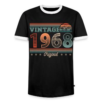 Millésime 1968 Année de naissance 1968 Anniversaire Hommes - T-shirt contrasté Homme - noir/blanc - Devant - AI Model Female 172 light (172cm) & AI Model Male 178 light (178cm)