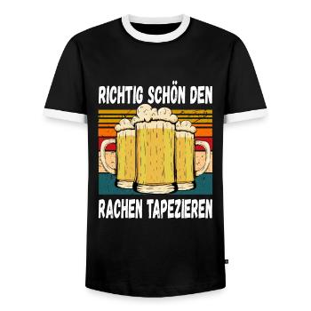 Richtig schön den Rachen Tapezieren Trinkspruch - Männer Kontrast-T-Shirt - Schwarz/Weiß - Vorne - AI Model Female 172 light (172cm) & AI Model Male 178 light (178cm)