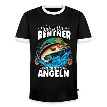 Angeln Angler Rentner - Männer Kontrast-T-Shirt - Schwarz/Weiß - Vorne - AI Model Female 172 light (172cm) & AI Model Male 178 light (178cm)