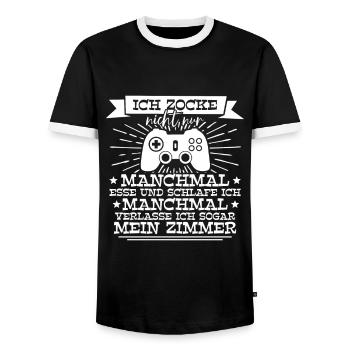 Ich Zocke Nicht Nur Manchmal Zocken Gaming - Männer Kontrast-T-Shirt - Schwarz/Weiß - Vorne - AI Model Female 172 light (172cm) & AI Model Male 178 light (178cm)