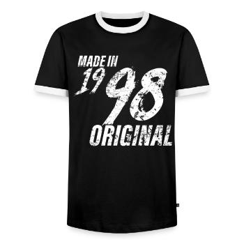 Made In 1998 Year of birth 1998 Birthday Women - Men's Ringer Shirt - black/white - Front - AI Model Female 172 light (172cm) & AI Model Male 178 light (178cm)