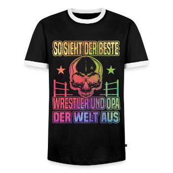 Ringer Opa Kampfsport Ringen Wrestler Opa Ringer - Männer Kontrast-T-Shirt - Schwarz/Weiß - Vorne - AI Model Female 172 light (172cm) & AI Model Male 178 light (178cm)
