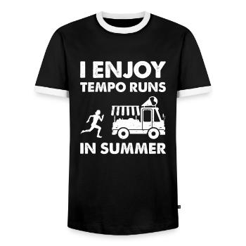 I Enjoy Tempo Runs In The Heat - Marathon Runner - Men's Ringer Shirt - black/white - Front - AI Model Female 172 light (172cm) & AI Model Male 178 light (178cm)
