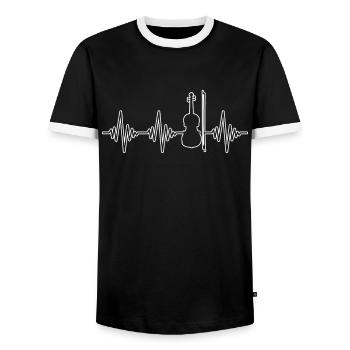 Violin Heartbeat - Men's Ringer Shirt - black/white - Front - AI Model Female 172 light (172cm) & AI Model Male 178 light (178cm)