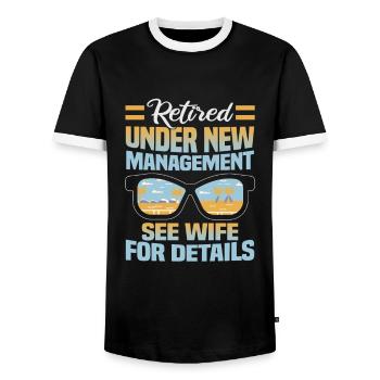 Pensionierung Geschenkidee Rente Arbeitskollege - Männer Kontrast-T-Shirt - Schwarz/Weiß - Vorne - AI Model Female 172 light (172cm) & AI Model Male 178 light (178cm)
