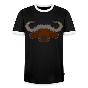 Landwirt Rind Tierkopf Motiv Aufdruck mit Stier - Männer Kontrast-T-Shirt - Schwarz/Weiß - Vorne - AI Model Female 172 light (172cm) & AI Model Male 178 light (178cm)