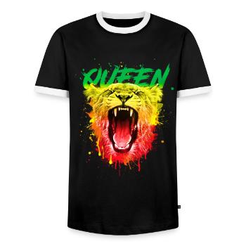 Lion Lion Queen Queen Confident Gift - Men's Ringer Shirt - black/white - Front - AI Model Female 172 light (172cm) & AI Model Male 178 light (178cm)