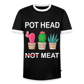Topf Kopf Nicht Fleisch Hitze Mann Pflanze Kakteen - Männer Kontrast-T-Shirt - Schwarz/Weiß - Vorne - AI Model Female 172 light (172cm) & AI Model Male 178 light (178cm)