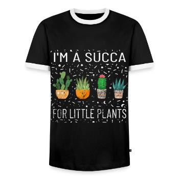 I M A Succa Für Kleine Pflanzen Botanical Plant - Männer Kontrast-T-Shirt - Schwarz/Weiß - Vorne - AI Model Female 172 light (172cm) & AI Model Male 178 light (178cm)