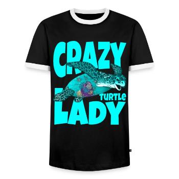 Turtle Mama Biologiste marin Tortues - T-shirt contrasté Homme - noir/blanc - Devant - AI Model Female 172 light (172cm) & AI Model Male 178 light (178cm)