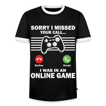 Le jeu a manqué votre appel J’étais dans le jeu en ligne Gamer - T-shirt contrasté Homme - noir/blanc - Devant - AI Model Female 172 light (172cm) & AI Model Male 178 light (178cm)