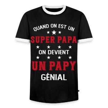 Un Super Papa On Devient Un Papy Génial - T-shirt contrasté Homme - noir/blanc - Devant - AI Model Female 172 light (172cm) & AI Model Male 178 light (178cm)