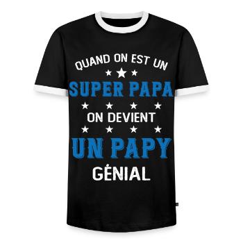 Un Super Papa On Devient Un Papy Génial - T-shirt contrasté Homme - noir/blanc - Devant - AI Model Female 172 light (172cm) & AI Model Male 178 light (178cm)