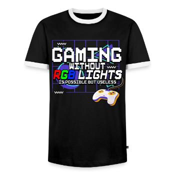 Zocken Gaming - Männer Kontrast-T-Shirt - Schwarz/Weiß - Vorne - AI Model Female 172 light (172cm) & AI Model Male 178 light (178cm)