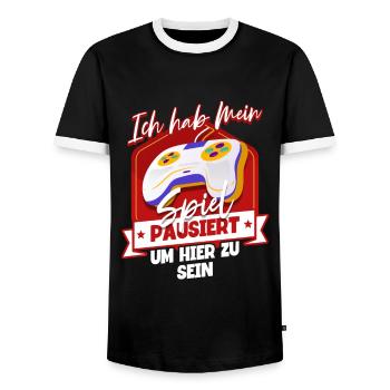 Zocken Gaming - Männer Kontrast-T-Shirt - Schwarz/Weiß - Vorne - AI Model Female 172 light (172cm) & AI Model Male 178 light (178cm)