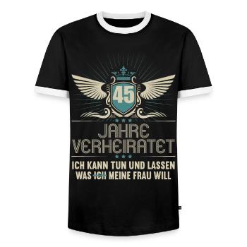 45 Jahre verheiratet kann tun 45.Hochzeitstag - Männer Kontrast-T-Shirt - Schwarz/Weiß - Vorne - AI Model Female 172 light (172cm) & AI Model Male 178 light (178cm)