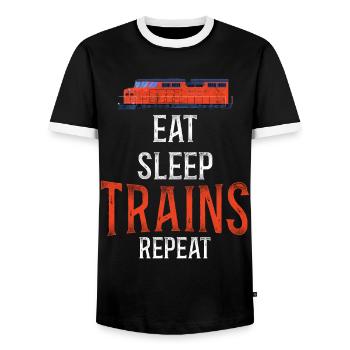Conducteur de train diesel de marchandises - T-shirt contrasté Homme - noir/blanc - Devant - AI Model Female 172 light (172cm) & AI Model Male 178 light (178cm)