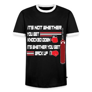 Boxe Boxer Gants de boxe Boxing Club de boxe Club de boxe - T-shirt contrasté Homme - noir/blanc - Devant - AI Model Female 172 light (172cm) & AI Model Male 178 light (178cm)