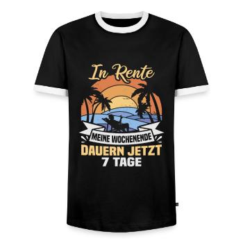 Retraite Idée cadeau Retraité Collègue de travail - T-shirt contrasté Homme - noir/blanc - Devant - AI Model Female 172 light (172cm) & AI Model Male 178 light (178cm)