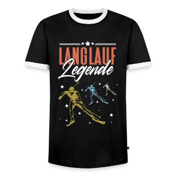 Cross-country biathlon cross-country skiers - Men's Ringer Shirt - black/white - Front - AI Model Female 172 light (172cm) & AI Model Male 178 light (178cm)