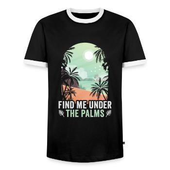 Beach holiday by the sea Design beach motif - Men's Ringer Shirt - black/white - Front - AI Model Female 172 light (172cm) & AI Model Male 178 light (178cm)