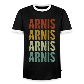 Arnis Stadt Retro Vintage - Männer Kontrast-T-Shirt - Schwarz/Weiß - Vorne - AI Model Female 172 light (172cm) & AI Model Male 178 light (178cm)