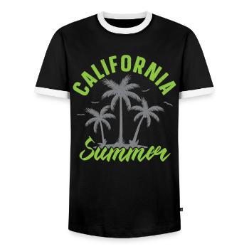 Californie Été États-Unis État d’Amérique Californie - T-shirt contrasté Homme - noir/blanc - Devant - AI Model Female 172 light (172cm) & AI Model Male 178 light (178cm)