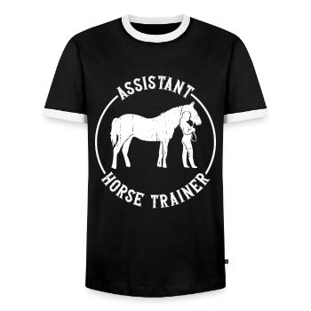 Assistant Horse Trainer - Horse Trainer Riding - Men's Ringer Shirt - black/white - Front - AI Model Female 172 light (172cm) & AI Model Male 178 light (178cm)