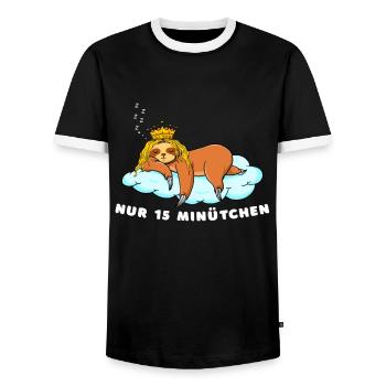 Faultier mit Krone Design für Faulenzer - Männer Kontrast-T-Shirt - Schwarz/Weiß - Vorne - AI Model Female 172 light (172cm) & AI Model Male 178 light (178cm)