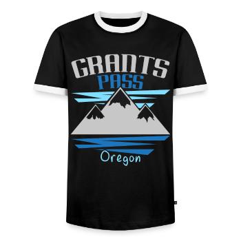 Grants Pass Oregon États-Unis État d’Amérique Oregonian - T-shirt contrasté Homme - noir/blanc - Devant - AI Model Female 172 light (172cm) & AI Model Male 178 light (178cm)