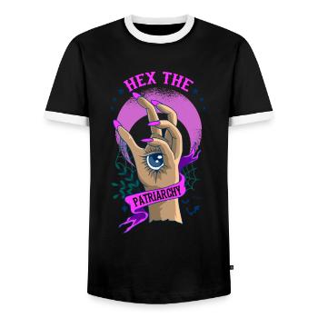 Hex Le Patriarcat Pentagramme Féministe Sorcière - T-shirt contrasté Homme - noir/blanc - Devant - AI Model Female 172 light (172cm) & AI Model Male 178 light (178cm)