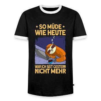 Faultier Geschenk Faultier Sprüche - Männer Kontrast-T-Shirt - Schwarz/Weiß - Vorne - AI Model Female 172 light (172cm) & AI Model Male 178 light (178cm)