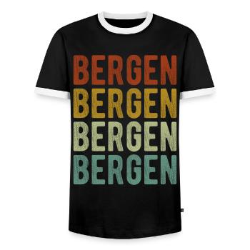 Bergen City Retro Vintage - Men's Ringer Shirt - black/white - Front - AI Model Female 172 light (172cm) & AI Model Male 178 light (178cm)