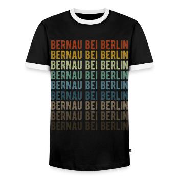 Bernau bei Berlin Stadt Retro Vintage - Men's Ringer Shirt - black/white - Front - AI Model Female 172 light (172cm) & AI Model Male 178 light (178cm)