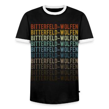 Bitterfeld-Wolfen Stadt Retro Vintage - Männer Kontrast-T-Shirt - Schwarz/Weiß - Vorne - AI Model Female 172 light (172cm) & AI Model Male 178 light (178cm)