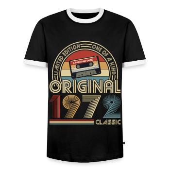 50ème anniversaire millésime 1972 Original 1972 Classique - T-shirt contrasté Homme - noir/blanc - Devant - AI Model Female 172 light (172cm) & AI Model Male 178 light (178cm)