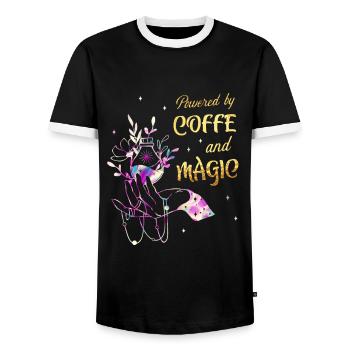 Café et magie Wicca Goth Witch - T-shirt contrasté Homme - noir/blanc - Devant - AI Model Female 172 light (172cm) & AI Model Male 178 light (178cm)