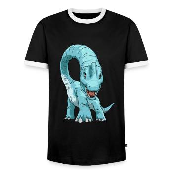 Brachiosaurus Dinosaurier Face to Face - Männer Kontrast-T-Shirt - Schwarz/Weiß - Vorne - AI Model Female 172 light (172cm) & AI Model Male 178 light (178cm)