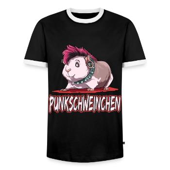 Punkschweinchen Meerschweinchen Punk - Männer Kontrast-T-Shirt - Schwarz/Weiß - Vorne - AI Model Female 172 light (172cm) & AI Model Male 178 light (178cm)