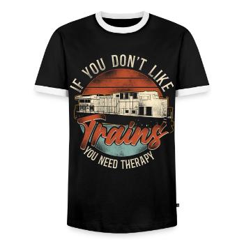 Conducteur de train diesel de marchandises - T-shirt contrasté Homme - noir/blanc - Devant - AI Model Female 172 light (172cm) & AI Model Male 178 light (178cm)