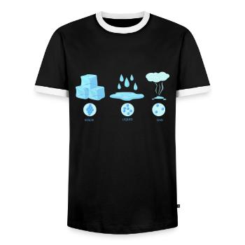 Physical state water - Men's Ringer Shirt - black/white - Front - AI Model Female 172 light (172cm) & AI Model Male 178 light (178cm)