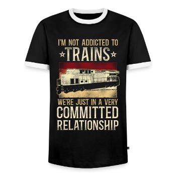 Freight Diesel Train Driver - Männer Kontrast-T-Shirt - Schwarz/Weiß - Vorne - AI Model Female 172 light (172cm) & AI Model Male 178 light (178cm)