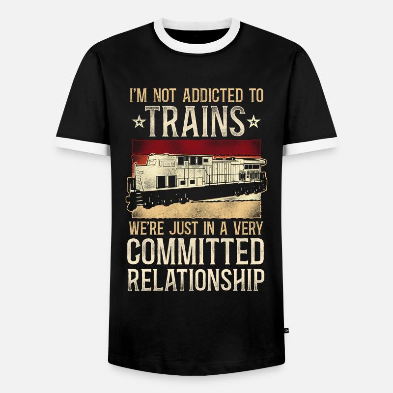 Freight Diesel Train Driver - Men's Ringer Shirt - black/white
