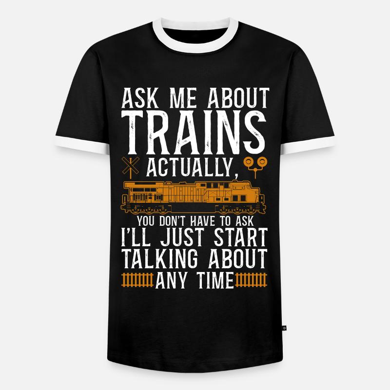 Freight Diesel Train Driver - Men's Ringer Shirt - black/white