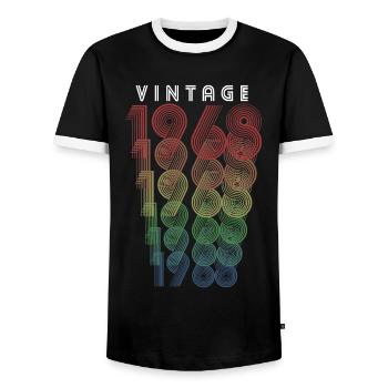 Millésime 1968 Année de naissance 1968 Millésime Anniversaire - T-shirt contrasté Homme - noir/blanc - Devant - AI Model Female 172 light (172cm) & AI Model Male 178 light (178cm)