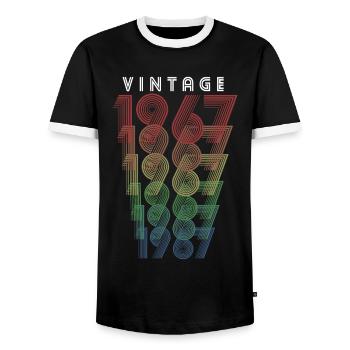 Vintage 1967 Year of birth 1967 Vintage Birthday - Men's Ringer Shirt - black/white - Front - AI Model Female 172 light (172cm) & AI Model Male 178 light (178cm)
