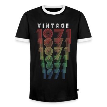 Vintage 1971 Year of birth 1971 Vintage Birthday - Men's Ringer Shirt - black/white - Front - AI Model Female 172 light (172cm) & AI Model Male 178 light (178cm)
